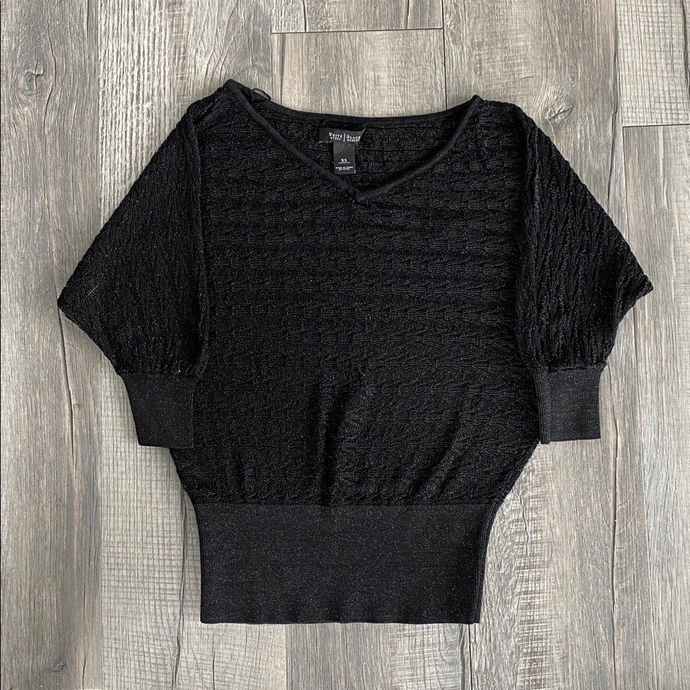 WHBM Black Crochet Women's Sweater Batwing